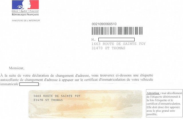 changement d’adresse - Saint-Thomas